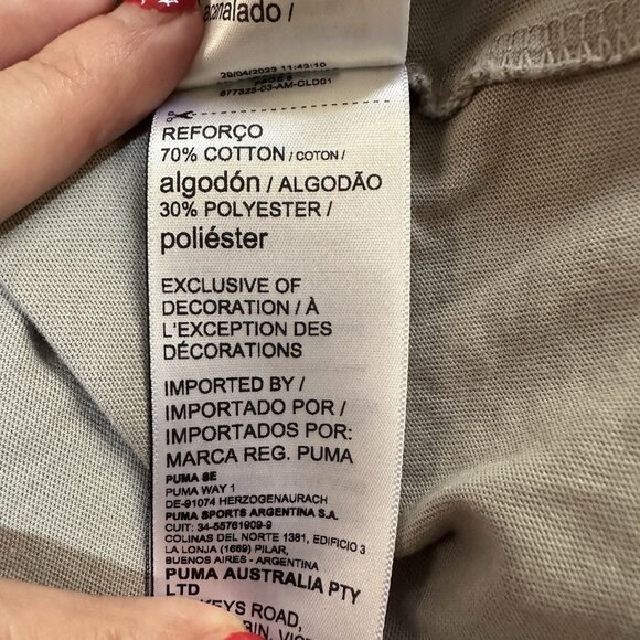 Puma T-Shirt Men’s 2XL Tan/Beige/Gray White Logo - Picture 8 of 8